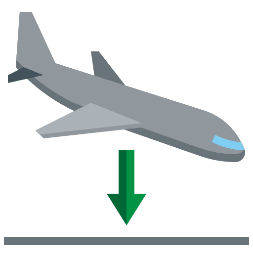 Airplane arriving travel transportation flight icon