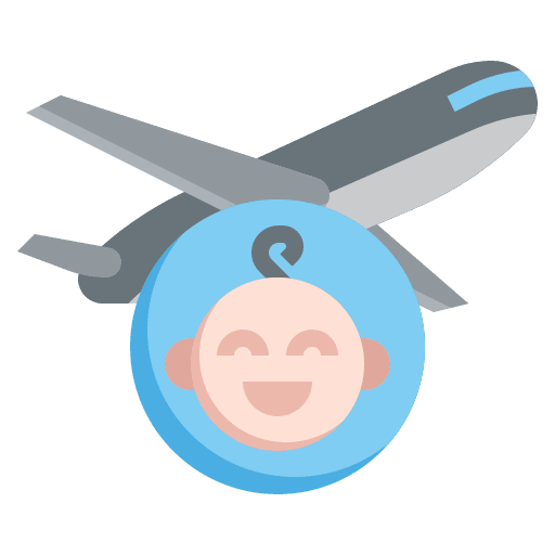 Flight travel aircraft kid and baby icon
