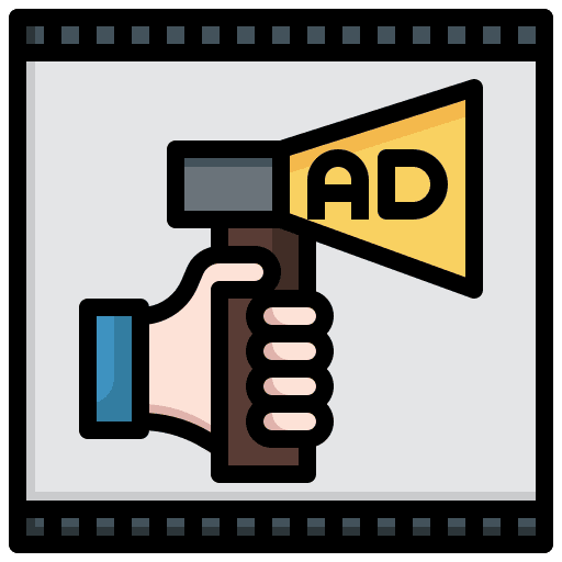 Film advertising movie film megaphone icon Film advertising movie film megaphone icon