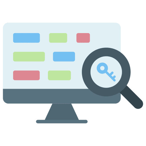 Keywords research screen magnifier icon Keywords research screen magnifier icon