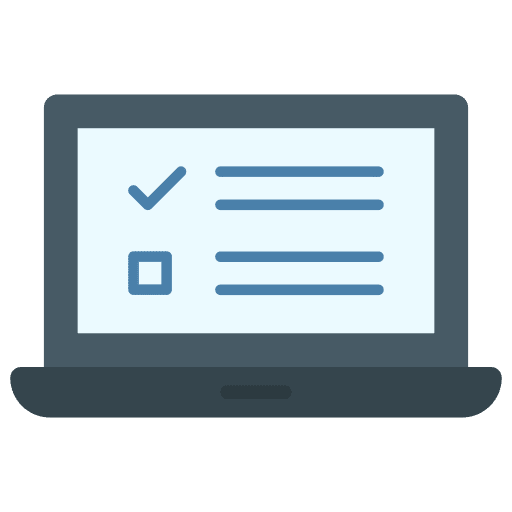 Online survey checklist laptop online survey icon Online survey checklist laptop online survey icon