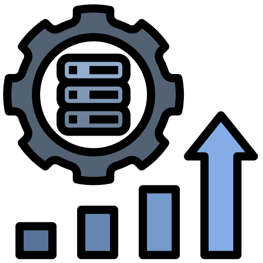 Software development performance growth database icon Software development performance growth database icon