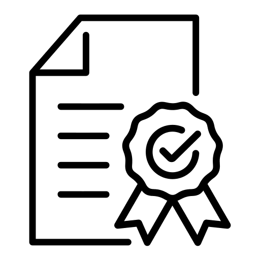 Certified document software license certified icon