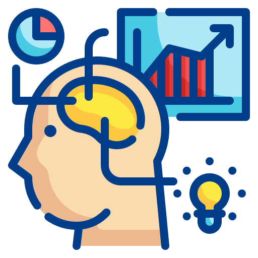 Thinking creativity pie chart mind icon