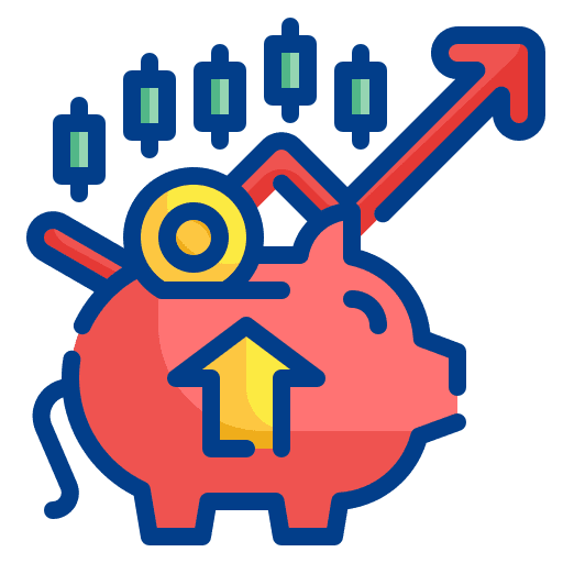 Funds growth piggy bank save icon Funds growth piggy bank save icon