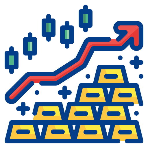 Gold growth gold ingot arrow up icon Gold growth gold ingot arrow up icon