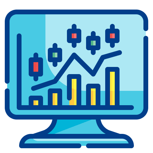 Computer business and finance big data statistics icon Computer business and finance big data statistics icon