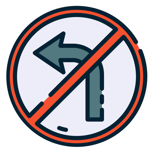 No turn left traffic circulation turn left icon
