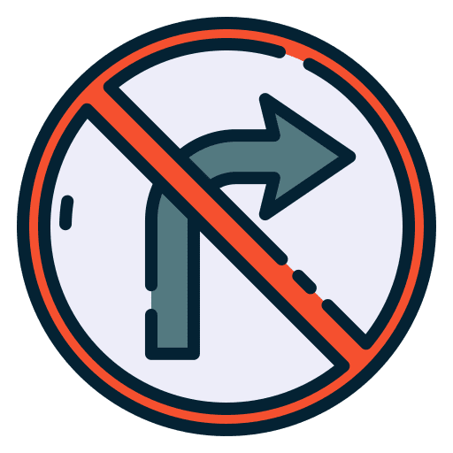 No turn right forbidden road sign traffic sign icon