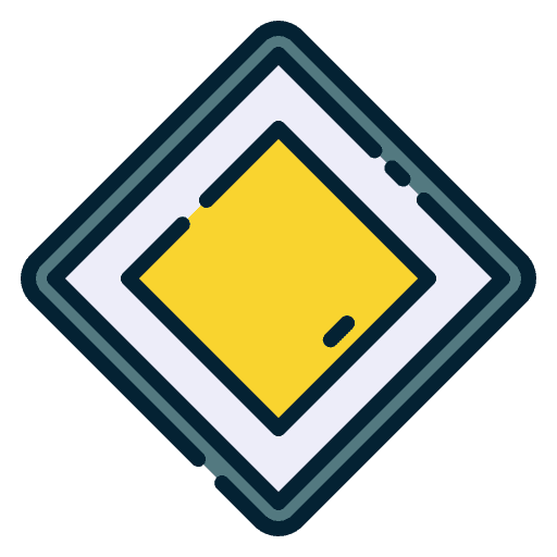 Priority road sign priority signaling icon