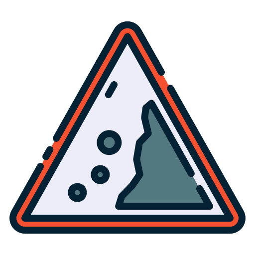 Falling rocks triangle circulation alert icon Falling rocks triangle circulation alert icon