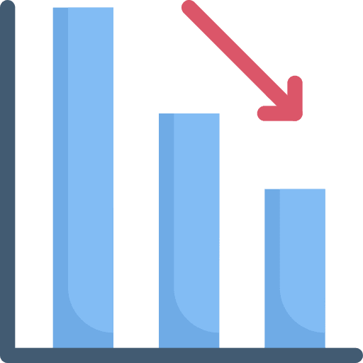 Decrease down arrow bar chart business and finance icon Decrease down arrow bar chart business and finance icon