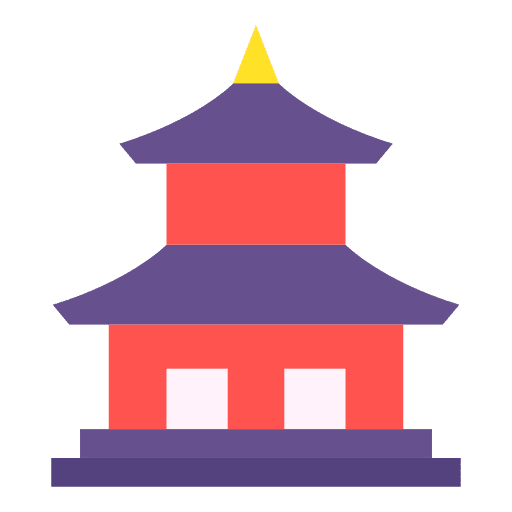 Temple architecture and city temple religion icon