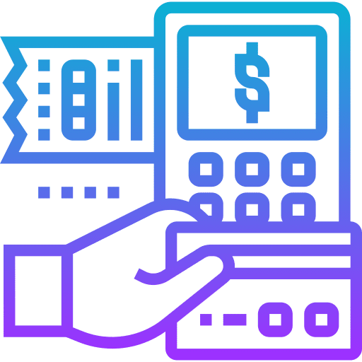 Credit card machine business and finance debit card payment icon