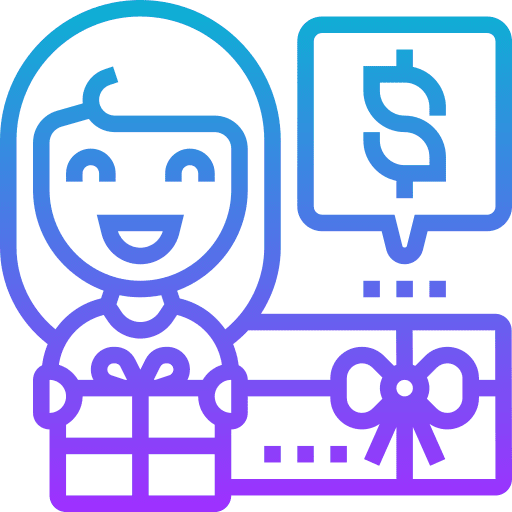 Gift card commerce and shopping gift card sale icon