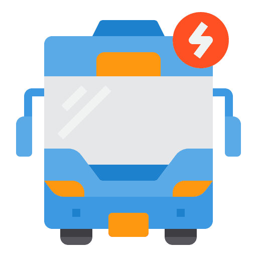 Electric bus transportation transporting electric bus icon