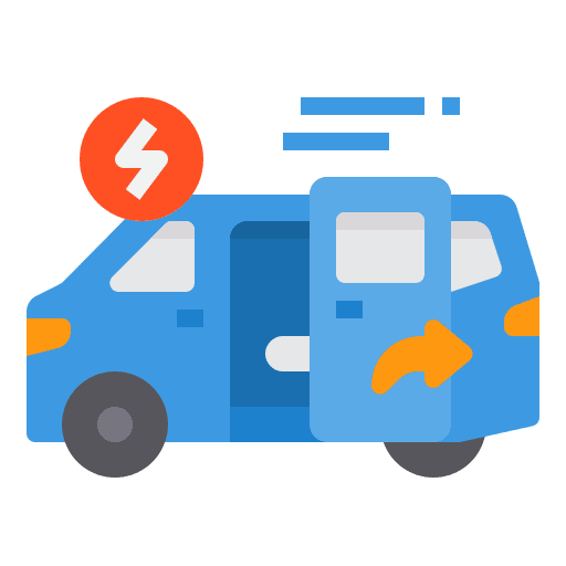 Van car transportation electric vehicle electric icon