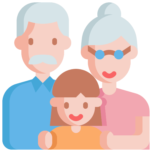 Grandparents granddaughter grandfather old woman icon