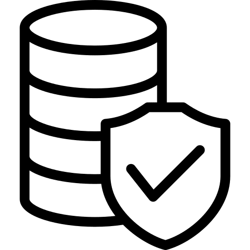 Database data storage protected shield icon Database data storage protected shield icon