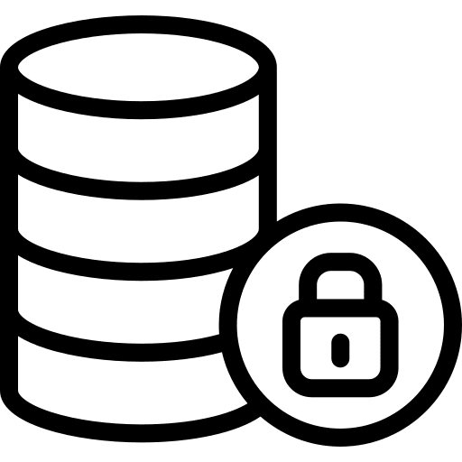 Database security locked document icon Database security locked document icon
