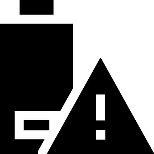 Low battery exclamation mark battery level charging status icon