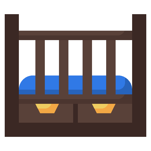 Crib furniture kid and baby cot icon Crib furniture kid and baby cot icon