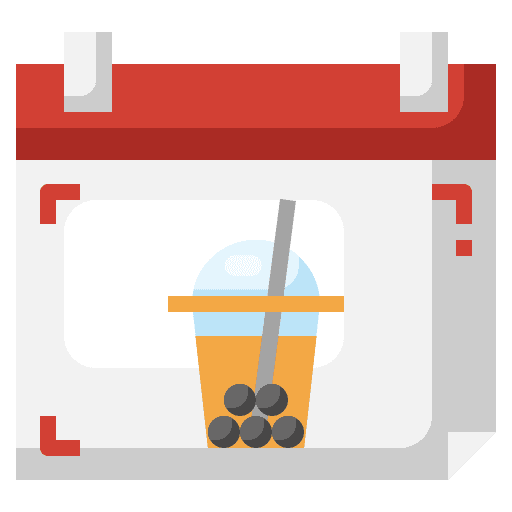 Bubble tea event time and date food and restaurant icon Bubble tea event time and date food and restaurant icon