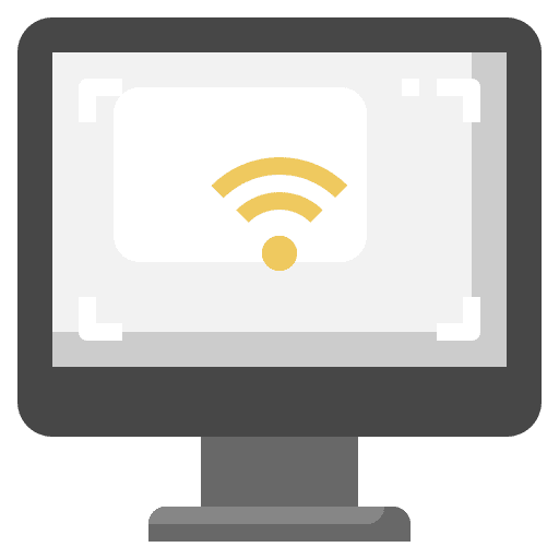 Computer desktop monitor communications icon Computer desktop monitor communications icon