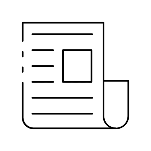 Newspaper bulletin journal text lines icon
