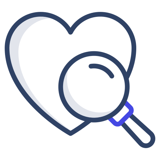 Search love heart exploration icon