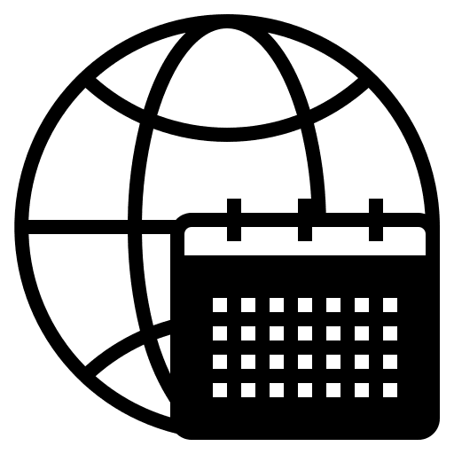 Global time and date calendar ecology and environment icon