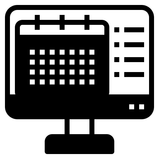 Time adn date electronics monitor calendar icon