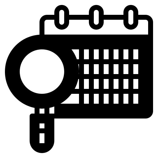Search schedule time and date loupe icon