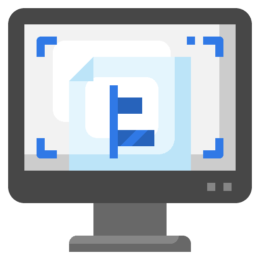 Alignment monitor technology text icon