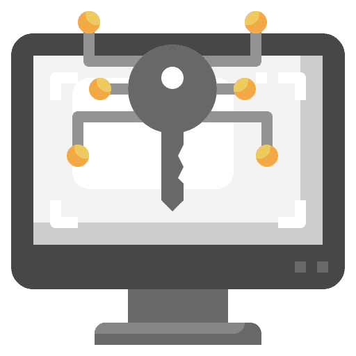 Computer web security key icon Computer web security key icon