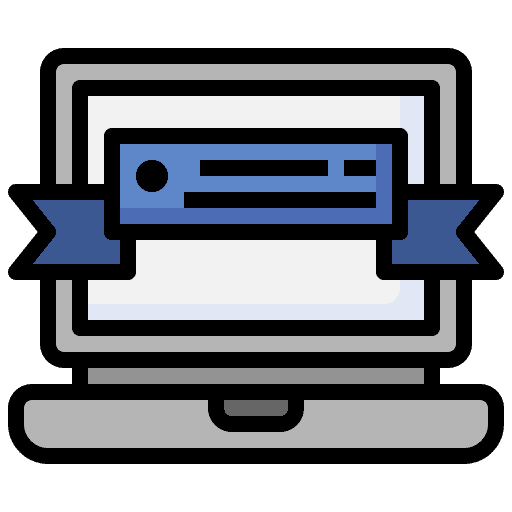 Banner laptop online marketing advertisement icon Banner laptop online marketing advertisement icon