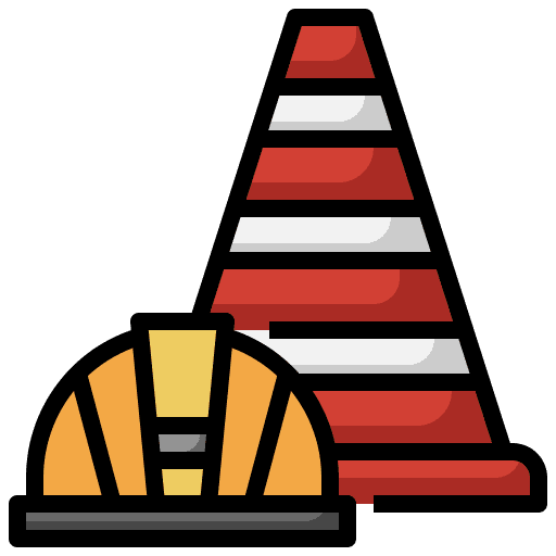 Traffic cone construction and tools security safe icon Traffic cone construction and tools security safe icon