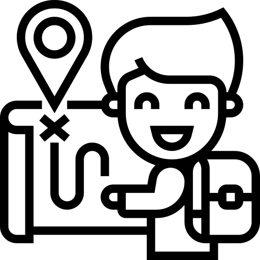 Trail walking man map icon