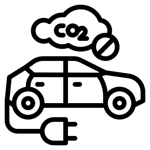 Electric car pollution signaling carbon dioxide icon Electric car pollution signaling carbon dioxide icon