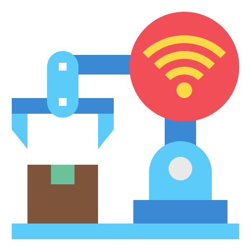 Robot arm industry wifi internet of things icon