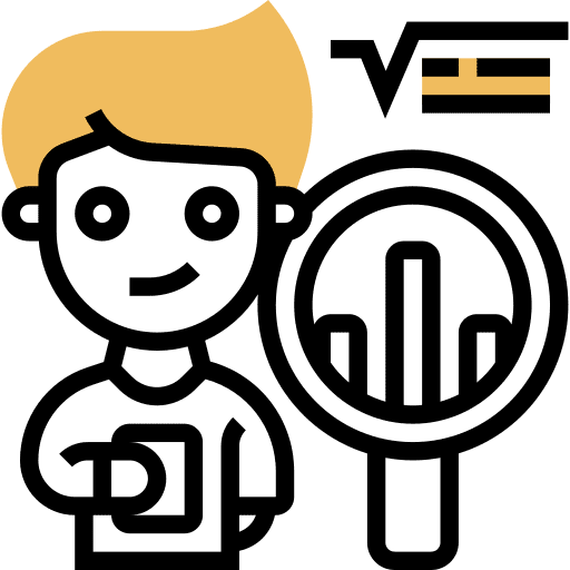 Data human secure magnifying glass icon