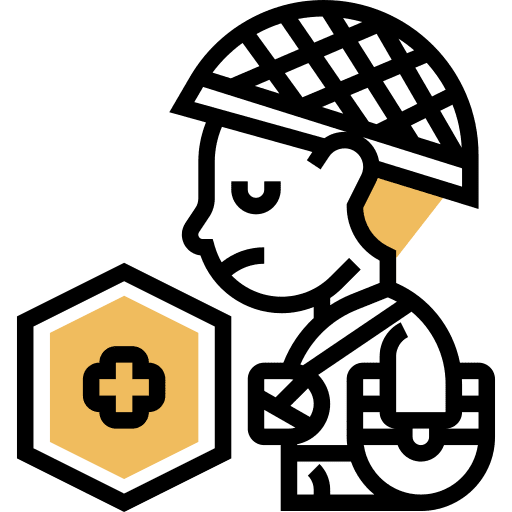 Injured arm insurance man icon