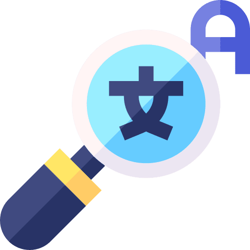 Translator language translator magnifying glass icon Translator language translator magnifying glass icon