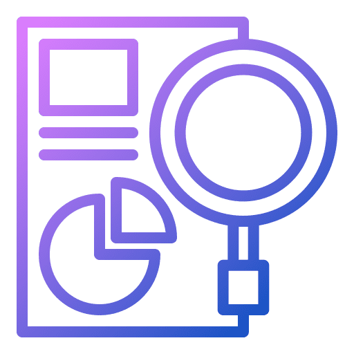Data analytics data analytics magnifying glass statistics icon