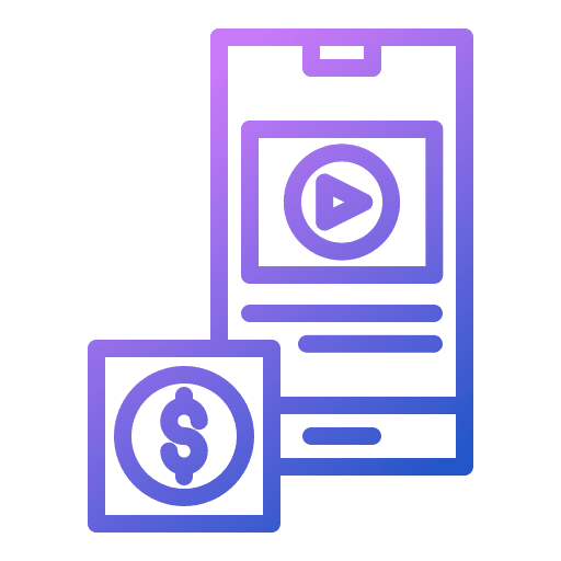 Mobile video monetization monetize coin icon Mobile video monetization monetize coin icon