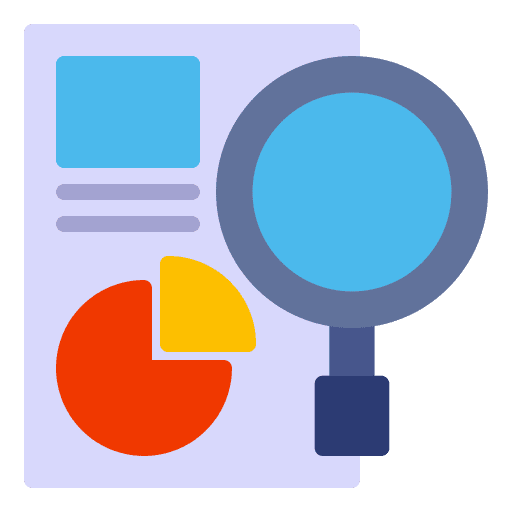 Data analytics magnifying glass computer data analytics icon