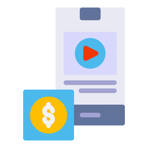 Mobile application video player marketing donate icon Mobile application video player marketing donate icon
