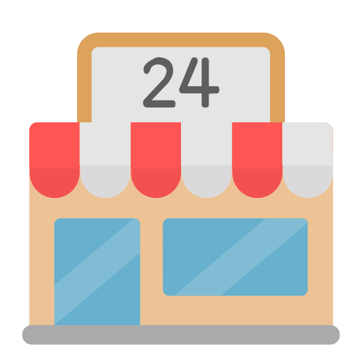 Store shop open 24 hours time icon Store shop open 24 hours time icon