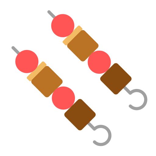 Skewers grilled meat food and restaurant barbecue icon Skewers grilled meat food and restaurant barbecue icon