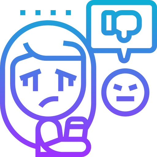 Cyberbullying thumb down sad girl icon